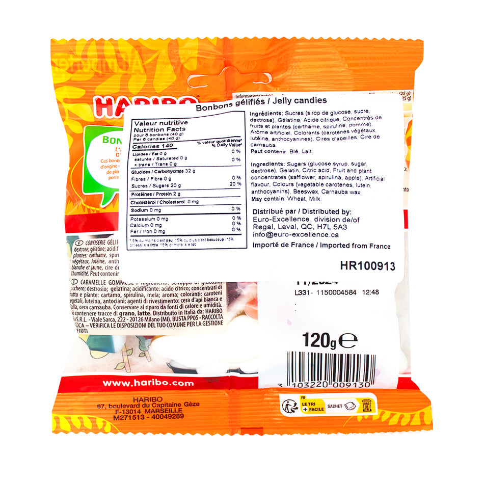 Haribo Croco Gummi Candy 120g - 30 Pack  Nutrition Facts Ingredients