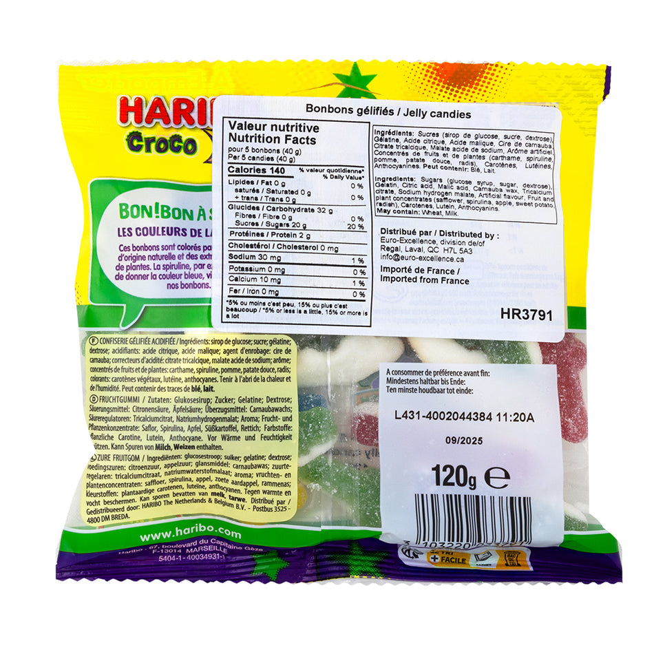 Haribo Croco Pik 120g - 30 Pack  Nutrition Facts Ingredients
