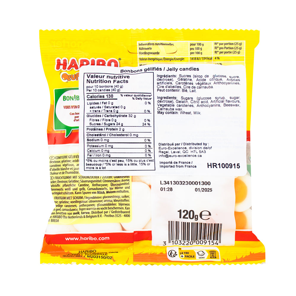 Haribo Fried Eggs 120g - 30 Pack  Nutrition Facts Ingredients