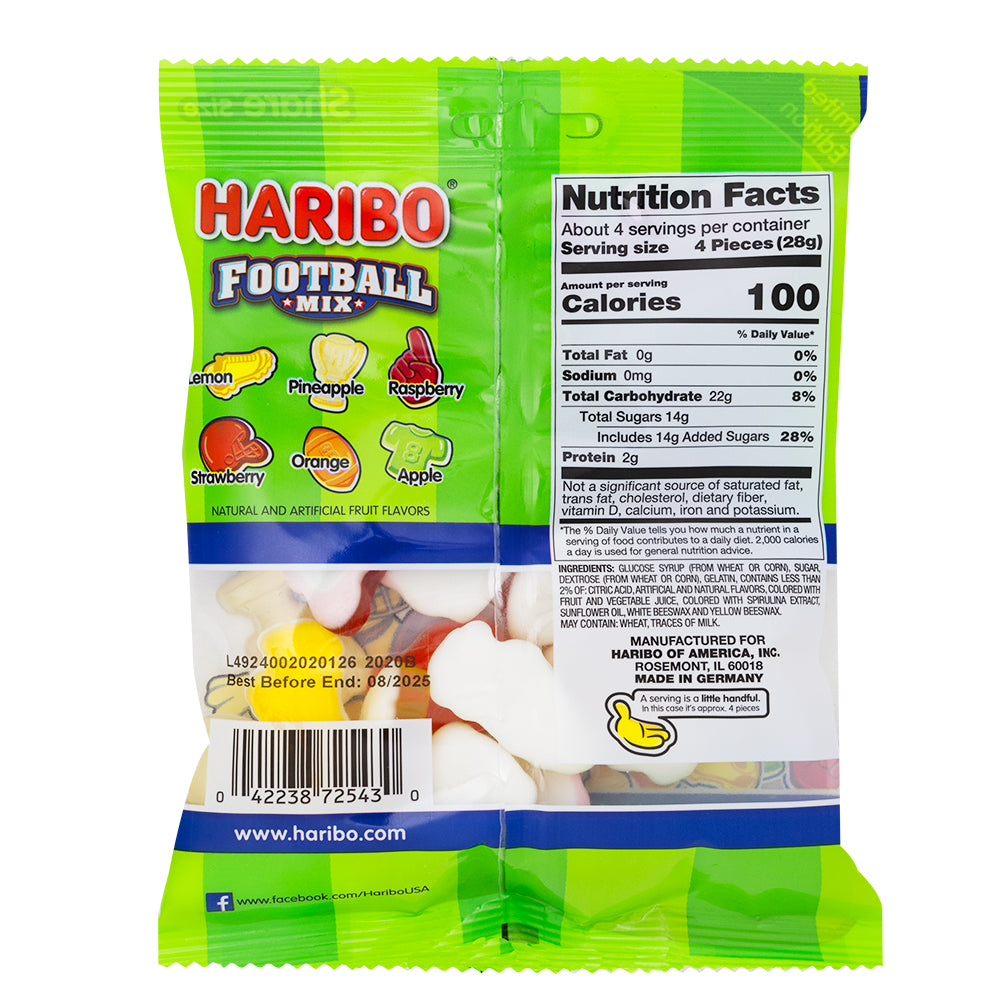 Haribo Football Mix 4oz - 12 Pack  Nutrition Facts Ingredients
