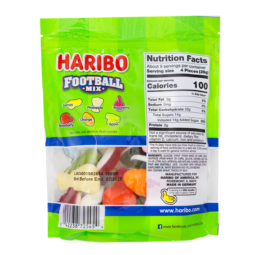 Haribo Football Mix 9oz - 8 Pack  Nutrition Facts Ingredients
