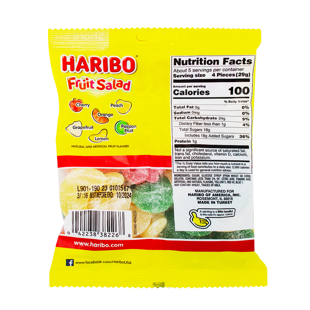 Haribo Fruit Salad Gummi Candy - 12 Pack  Nutrition Facts Ingredients