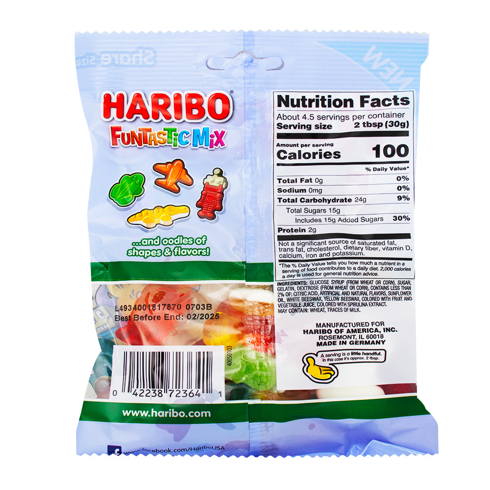 Haribo Funtastic Mix Gummy Candy 5oz - 12 Pack  Nutrition Facts Ingredients