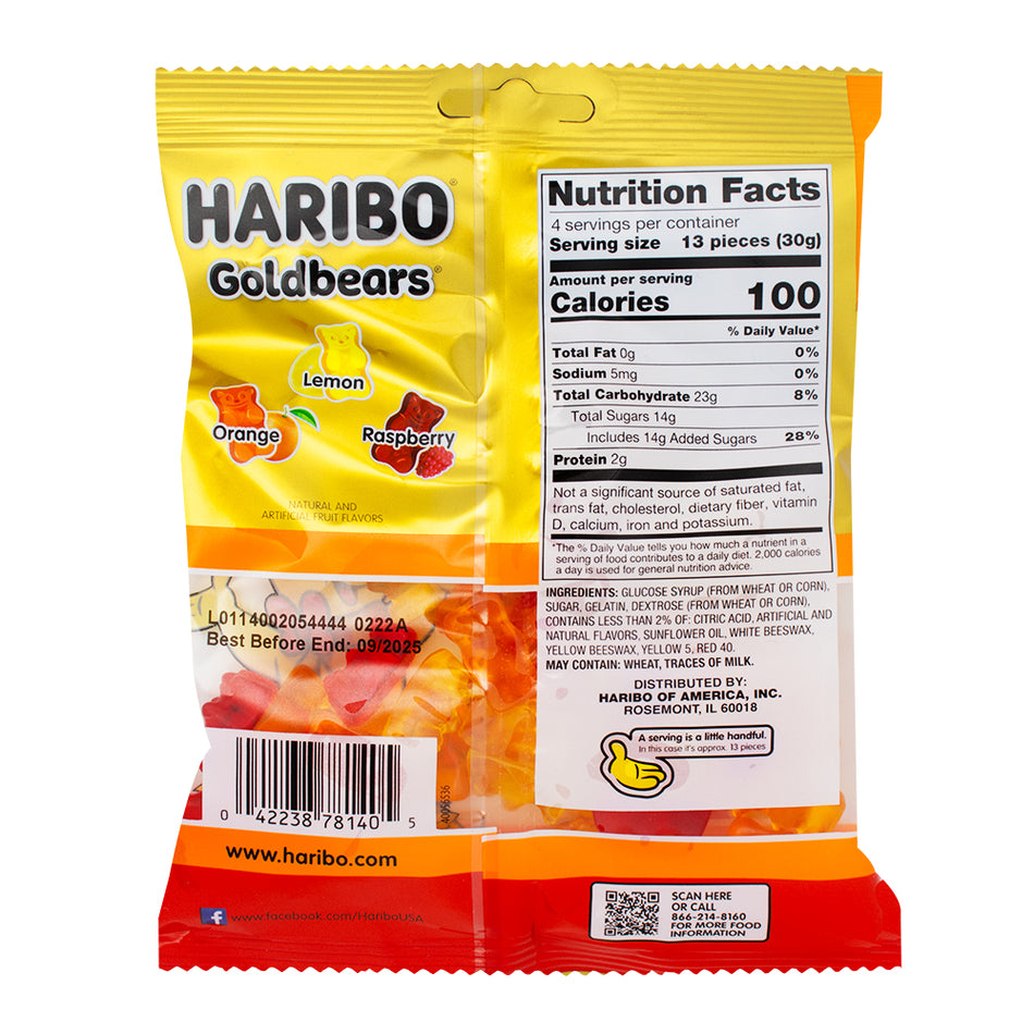 Haribo Gold Bears Fall Edition 4oz - 12 Pack   Nutrition Facts Ingredients