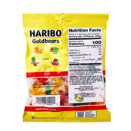 Haribo Gold Bears Gummi Candy - 12 Pack  Nutrition Facts Ingredients