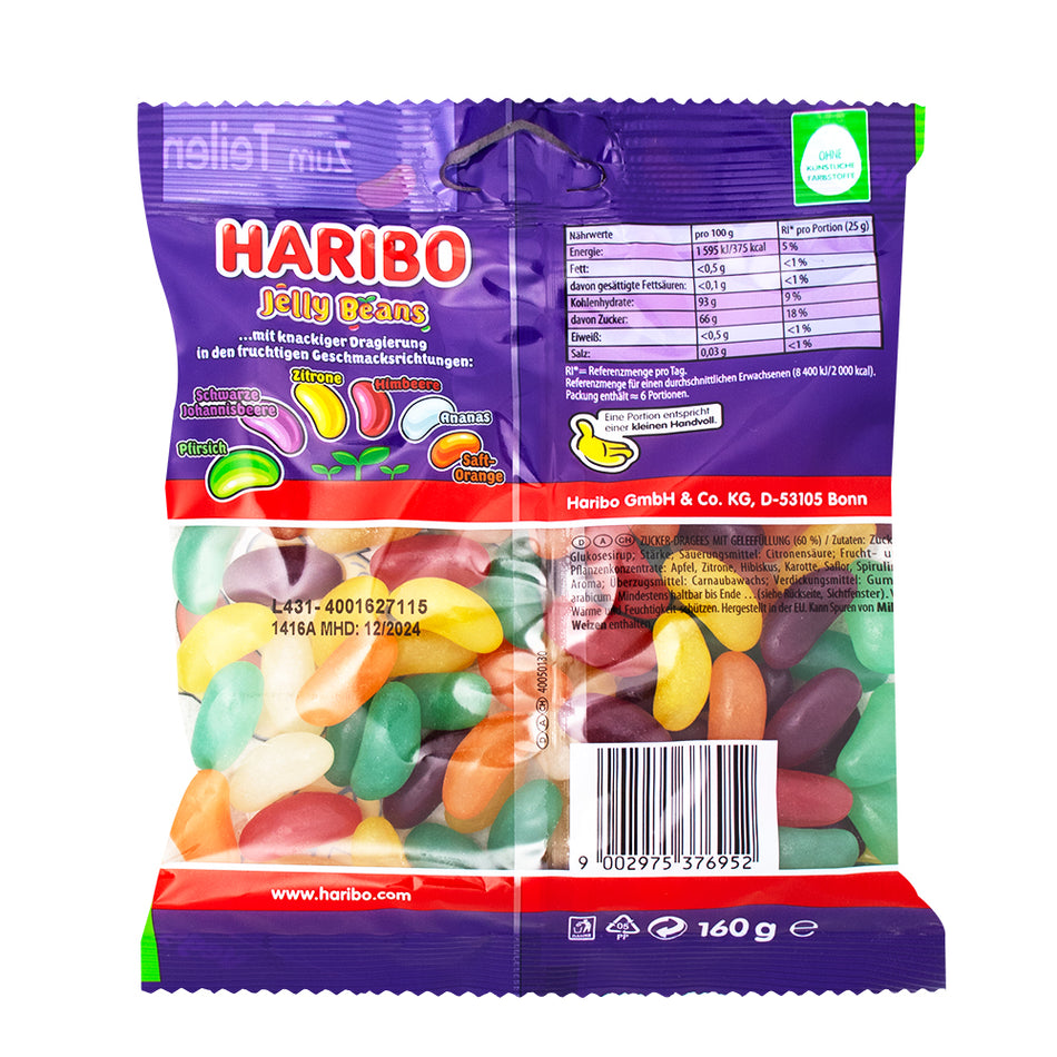 Haribo Jelly Beans 175g - 15 Pack  Nutrition Facts Ingredients