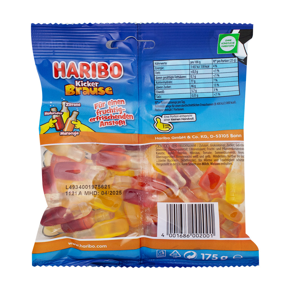 Haribo Kicker Soda Gummies (Germany) 175g - 20 Pack  Nutrition Facts Ingredients