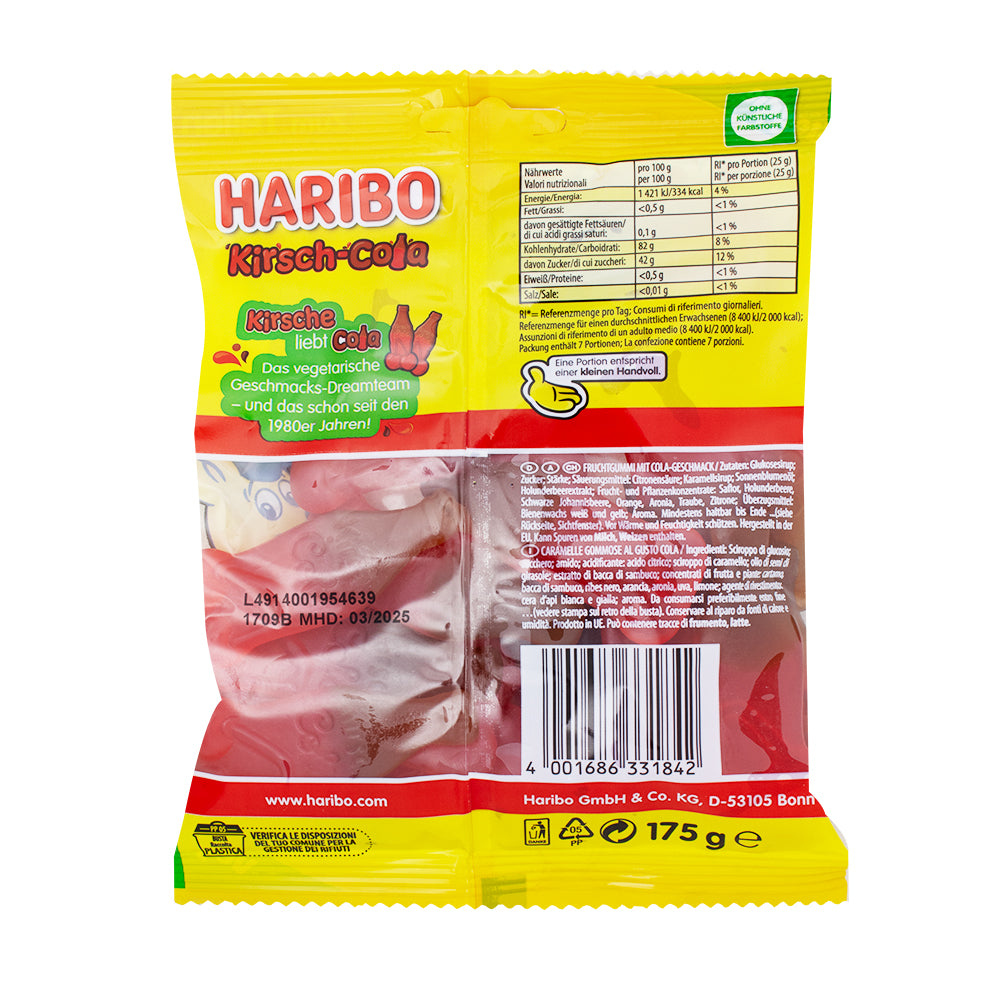 Haribo Cherry Cola 200g - 15 Pack  Nutrition Facts Ingredients