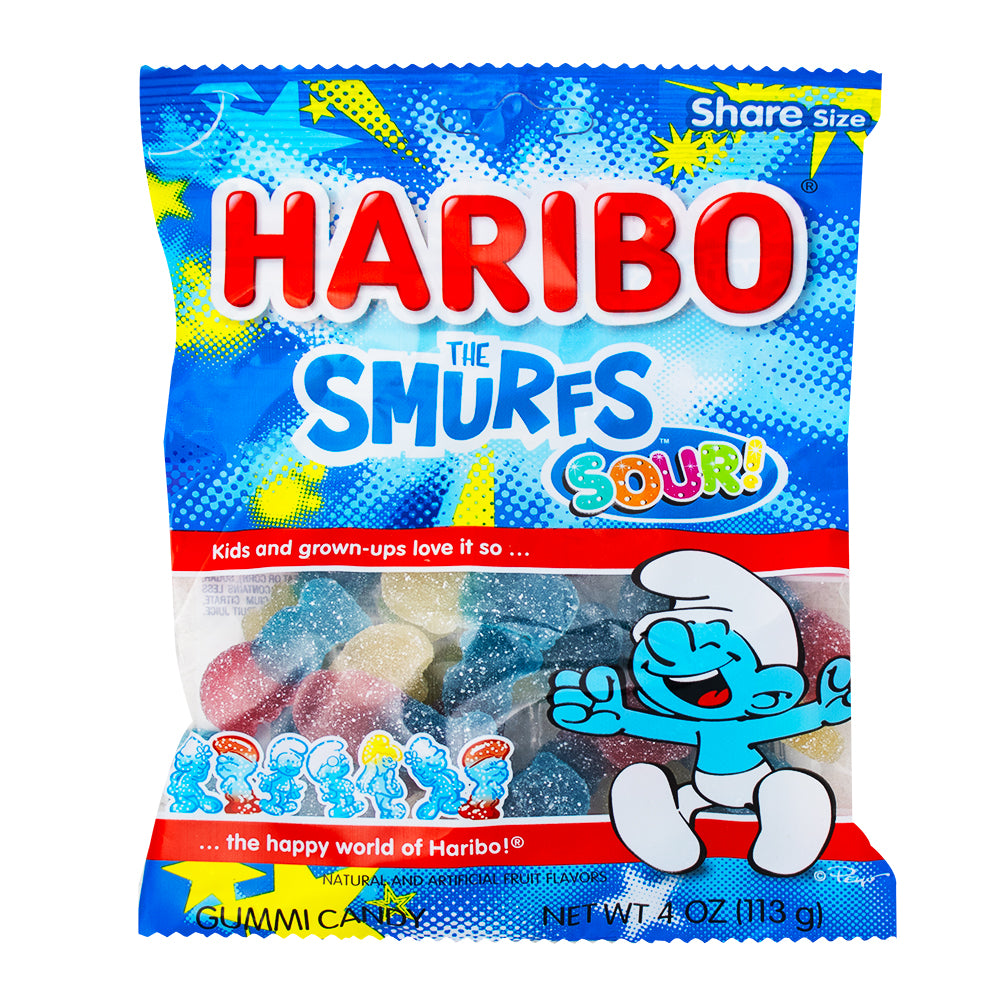 Haribo The Smurfs Sour Gummi Candy - 12 Pack