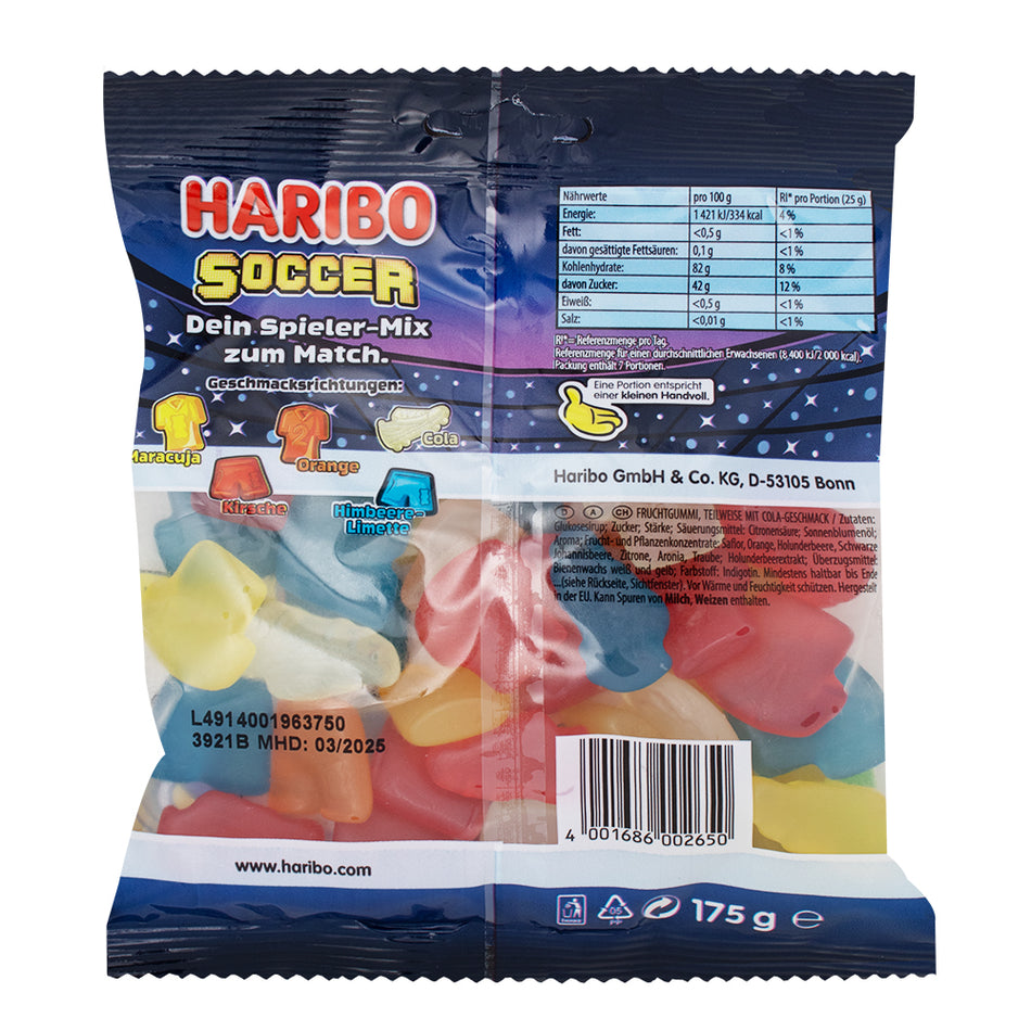 Haribo Soccer Gummies (Germany) 175g - 20 Pack - Haribo Gummies  Nutrition Facts Ingredients