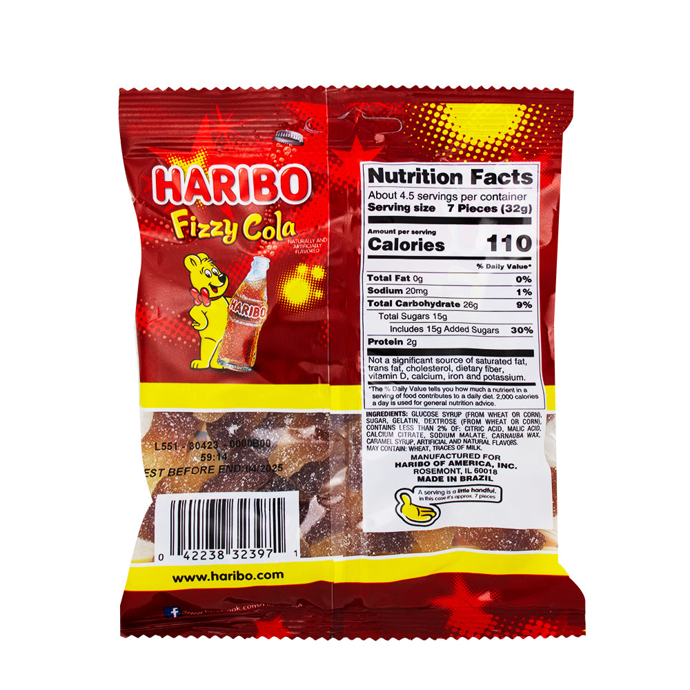 Haribo Fizzy Cola Gummi Candy - 12 Pack  Nutrition Facts Ingredients