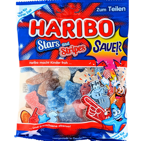 Haribo Stars and Stripes Sour 175g (Germany) - 12 Pack