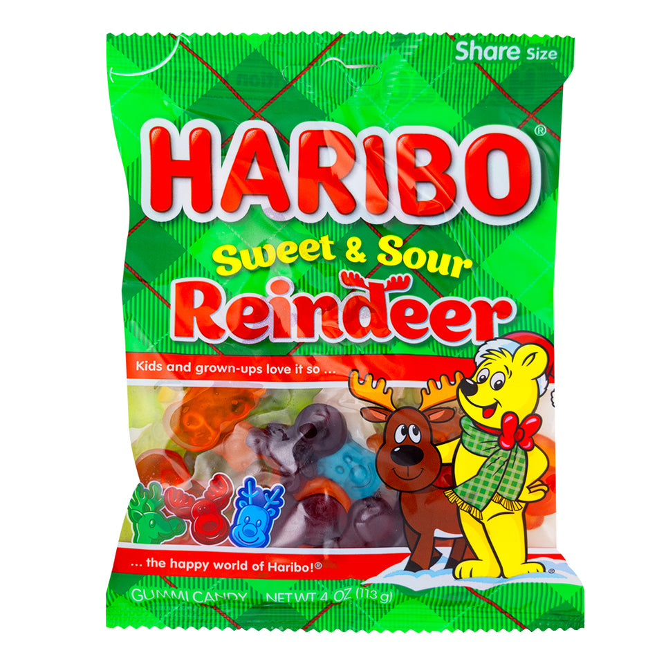 Haribo Sweet & Sour Reindeer 4oz - 12 Pack