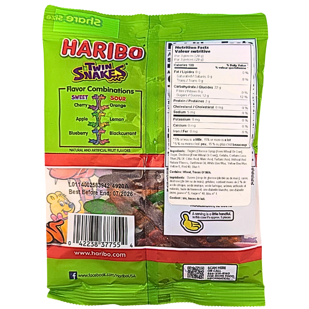 Haribo Twin Snakes Gummi Candy - 12 Pack