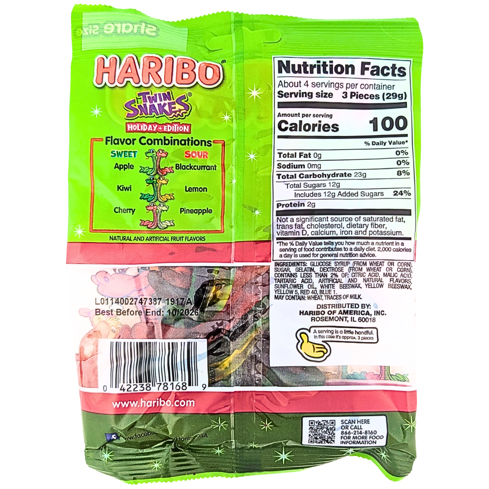Haribo Twin Snakes Holiday Edition 4oz - 12 Pack