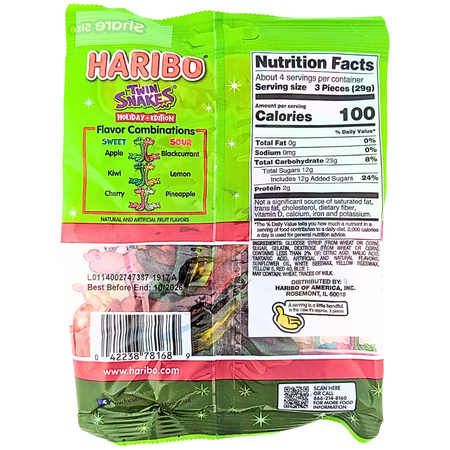 Haribo Twin Snakes Holiday Edition 4oz - 12 Pack