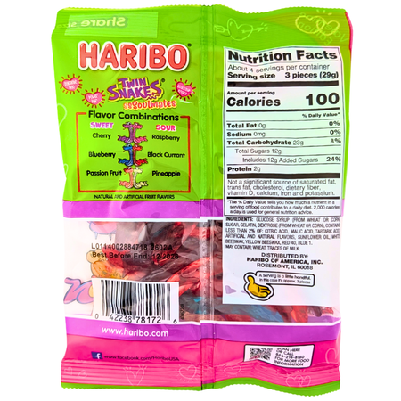 Haribo Twin Snakes Valentines 4oz - 12 Pack