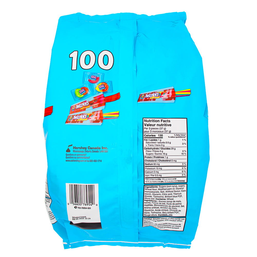 Hershey Assorted Jolly Rancher & Twizzlers 100ct - 1 Bag  Nutrition Facts Ingredients\