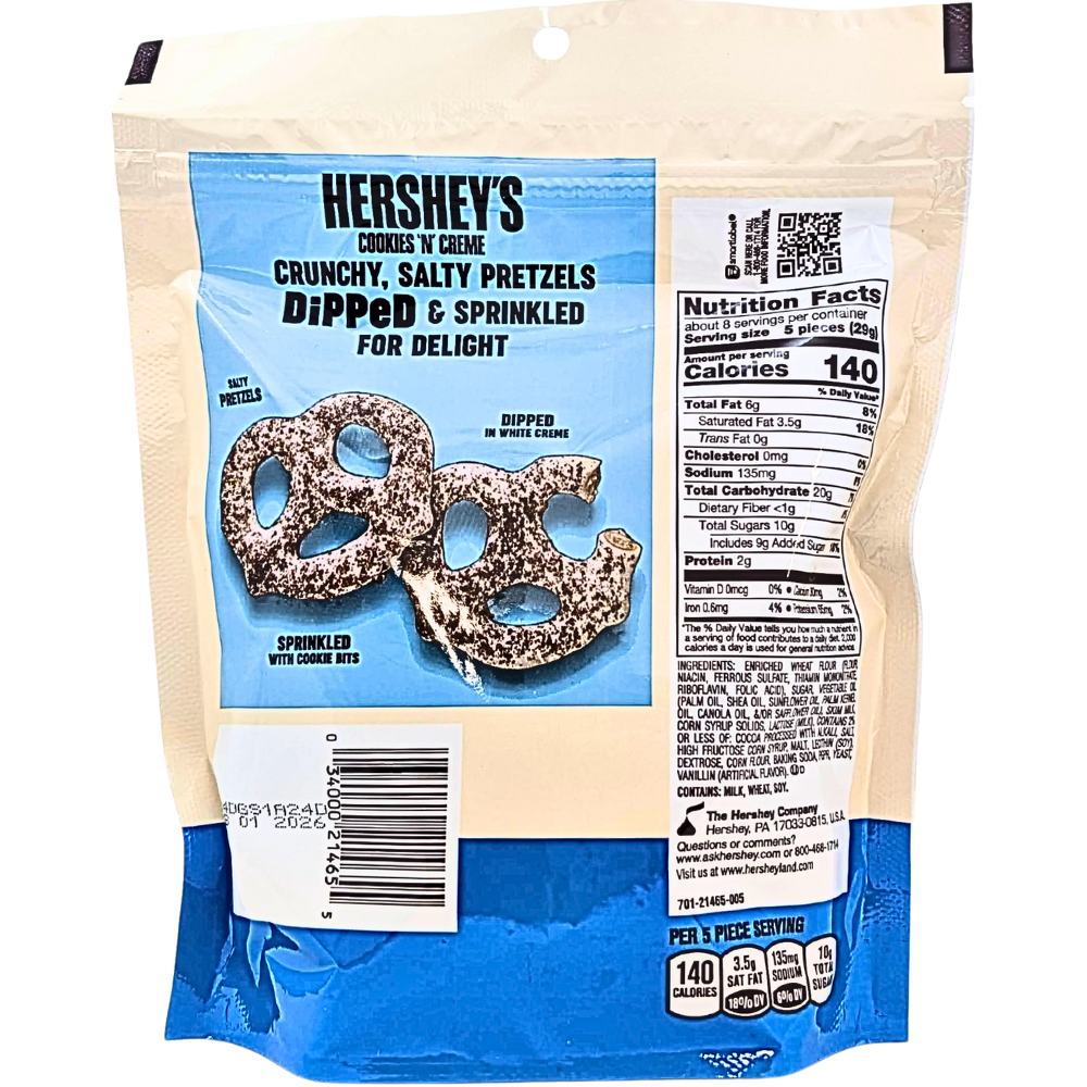 Hershey's Cookies 'n' Creme Dipped Pretzels 240g - 6 Pack