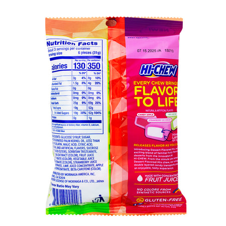 Hi-Chew Peg Bag Dessert 85g - 6 Pack  Nutrition Facts Ingredients