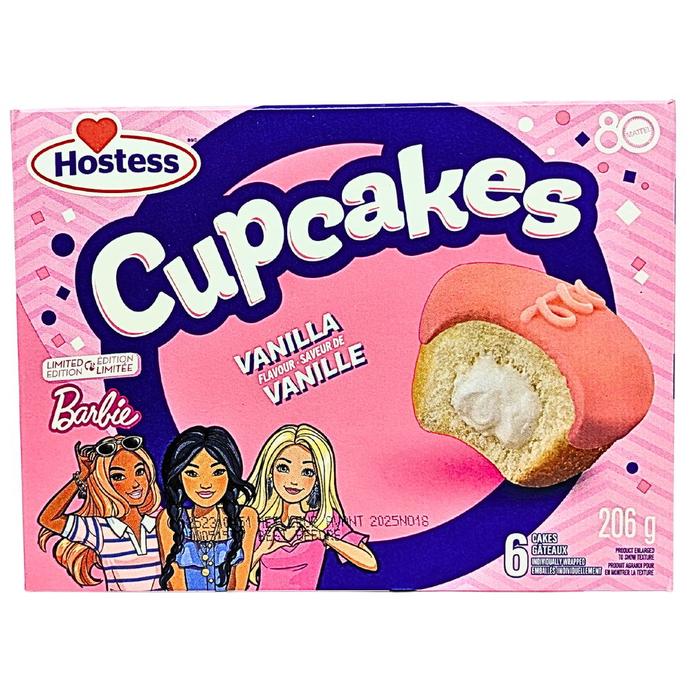 Hostess Barbie Vanilla Cupcakes 6 Pack 206g - 1 Box