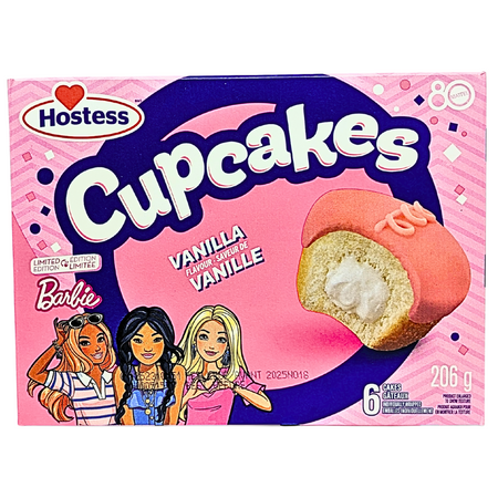 Hostess Barbie Vanilla Cupcakes 6 Pack 206g - 1 Box
