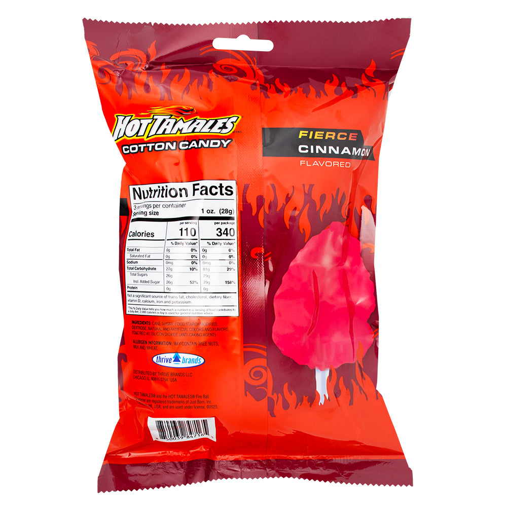 Hot Tamales Cotton Candy 3oz - 12 Pack   Nutrition Facts Ingredients