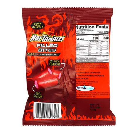Hot Tamales Filled Bites Fierce Cinnamon 85g - 12 Pack  Nutrition Facts Ingredients
