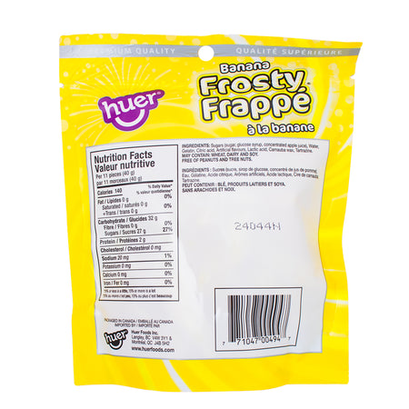 Huer Banana Frosty Gummies 150g - 12 Pack  Nutrition Facts Ingredients