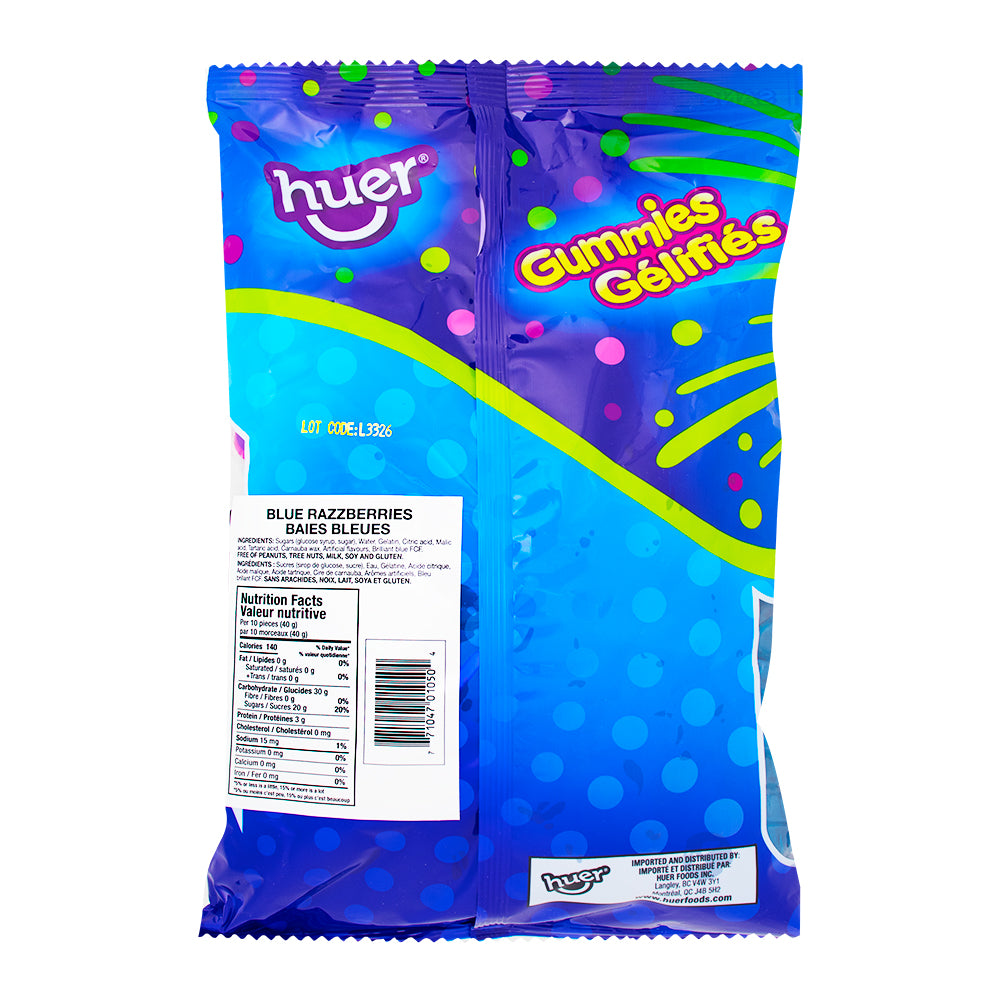 Huer Blue Razzberries Gummies 1 kg - 1 Bag  Nutrition Facts Ingredients