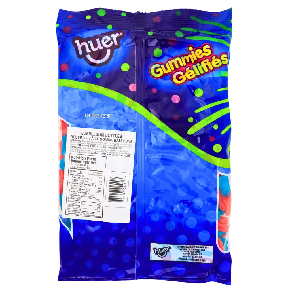 Huer Bubblegum Bottles 1 kg - 1 Bag-Nutrition Facts - Ingredients - Bulk Candy