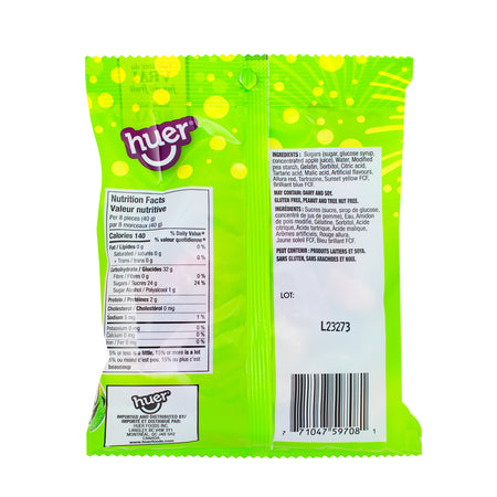 Huer Gummy Sour Suckers 120g - 24 Pack  Nutrition Facts Ingredients