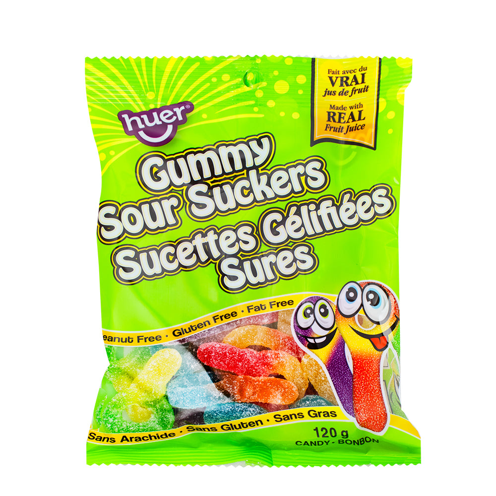 Huer Gummy Sour Suckers 120g - 24 Pack