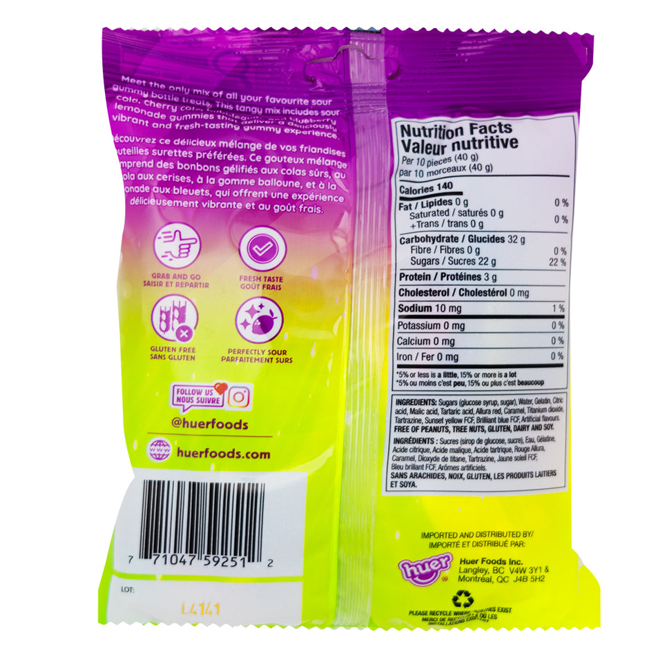 Huer Sour Bottle Mix 120g - 24 Pack  Nutrition Facts Ingredients
