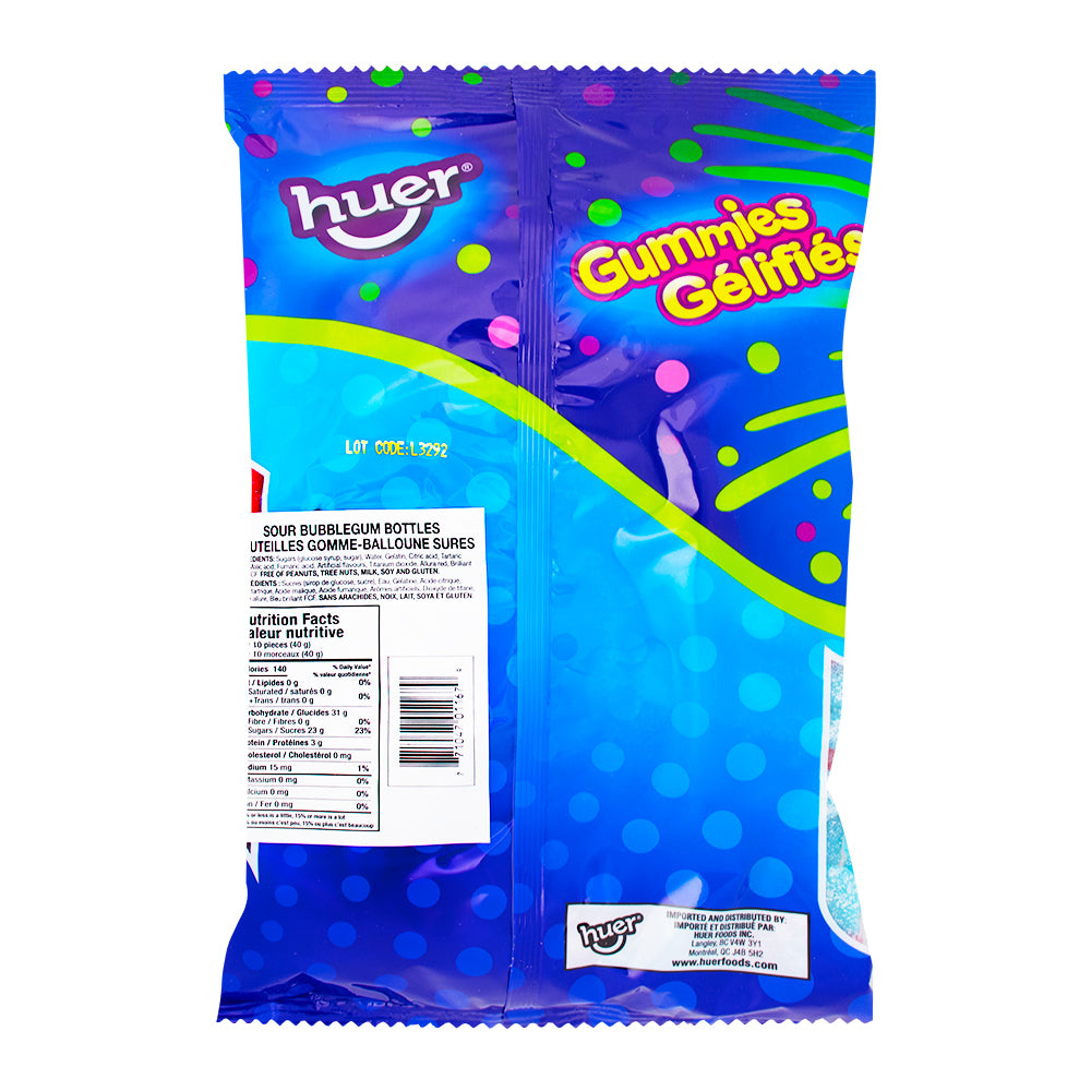 Huer Sour Bubblegum Bottles 1 kg - 1 Bag  Nutrition Facts Ingredients