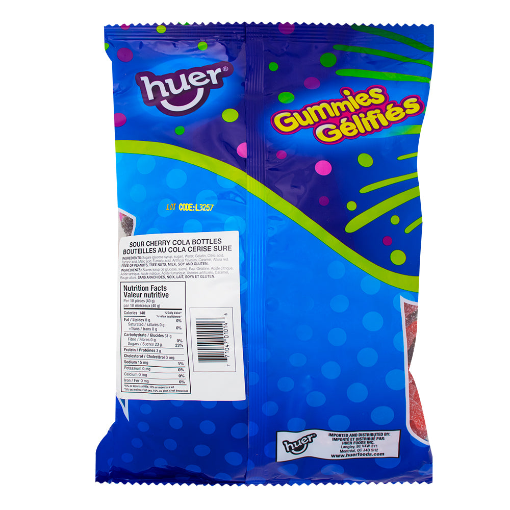 Huer Sour Cherry Cola Bottles 1 kg - 1 Bag  Nutrition Facts Ingredients