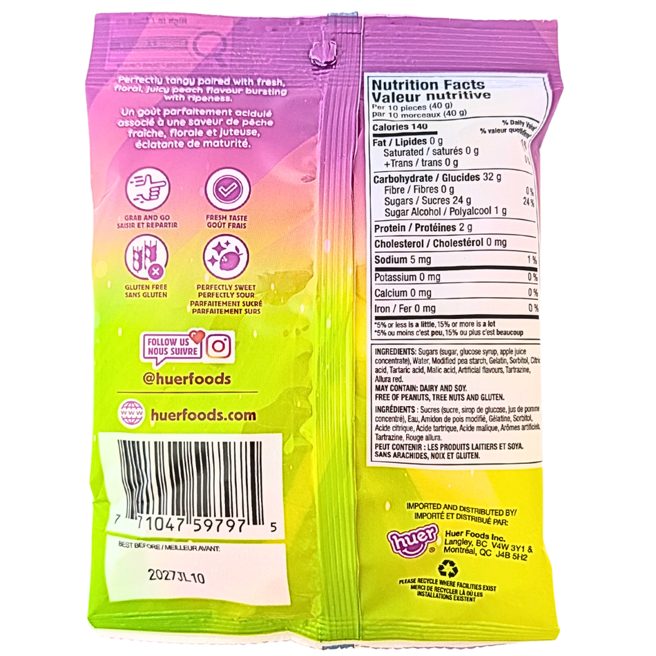 Huer Sour Peach Slices 120g - 24 Pack