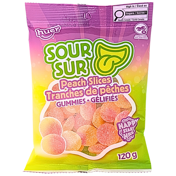 Huer Sour Peach Slices 120g - 24 Pack