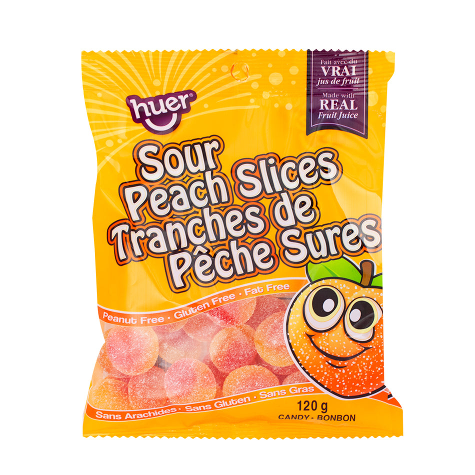 Huer Sour Peach Slices 120g - 24 Pack