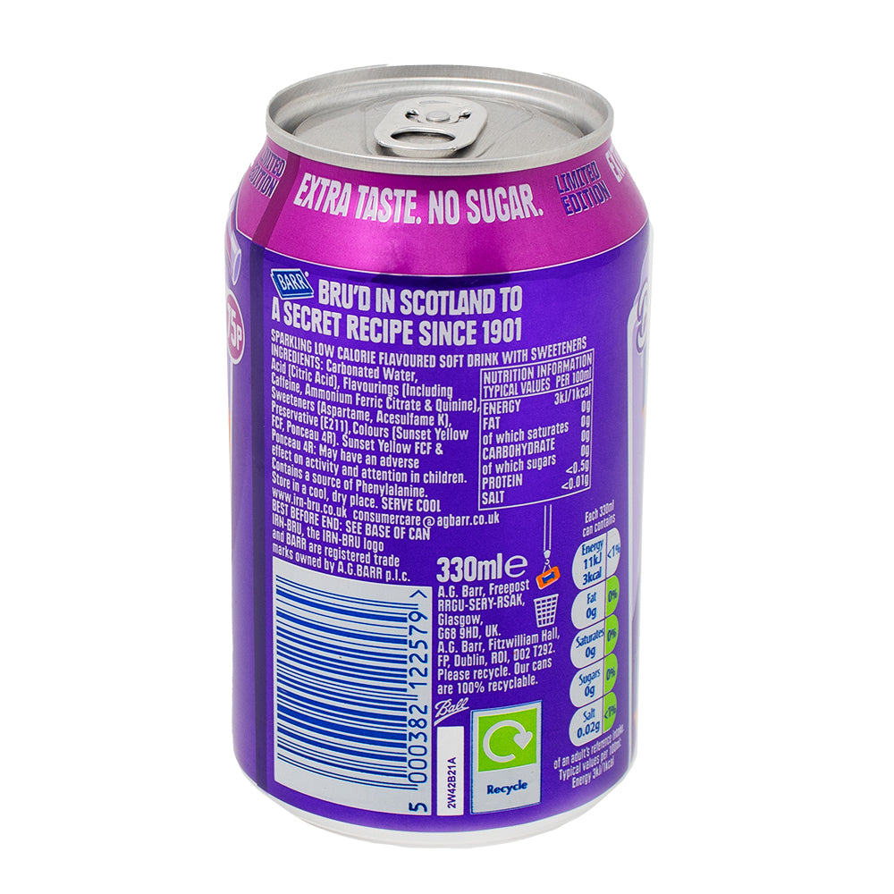 Irn Bru Xtra Wild Berry Slush (UK) 330mL - 24 Pack  Nutrition Facts Ingredients