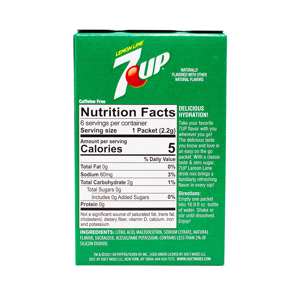 Singles to Go 7UP - 12 Pack Nutrition Facts Ingredients - 7up - Candy Store - Singles To Go - Drink Mix