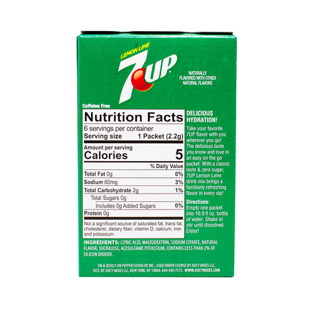 Singles to Go 7UP - 12 Pack Nutrition Facts Ingredients - 7up - Candy Store - Singles To Go - Drink Mix