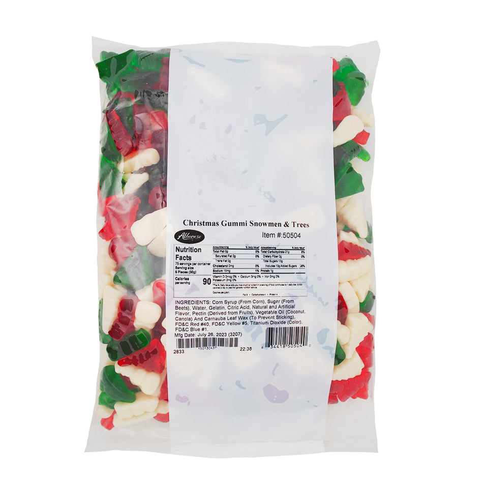 Albanese Gummi Christmas Trees and Snowmen 2.27kg - 1 Bag Nutrition Facts Ingredients