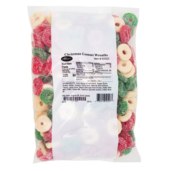 Albanese Sanded Gummi Christmas Wreaths 2.04kg - 1 Bag Nutrition Facts Ingredients