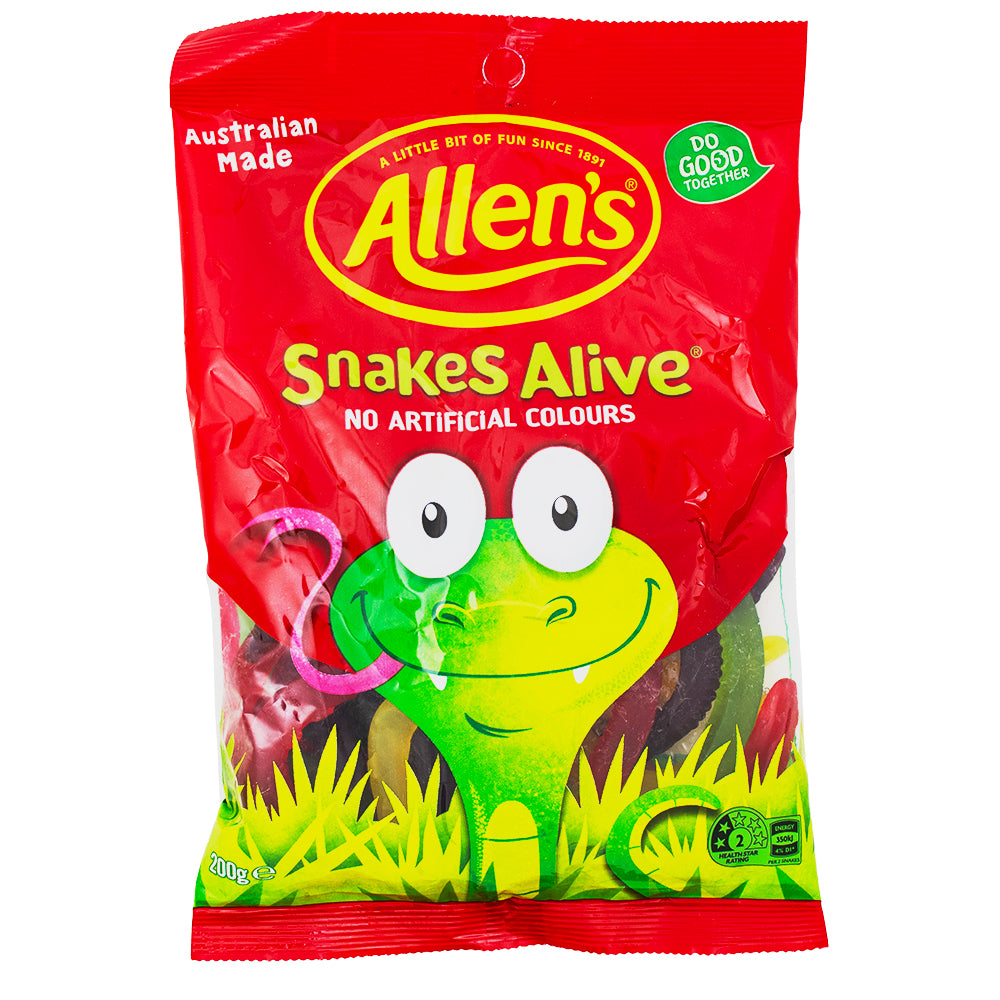 Australia Allens Snakes Alive Gummy Candy - 200g (Aus)