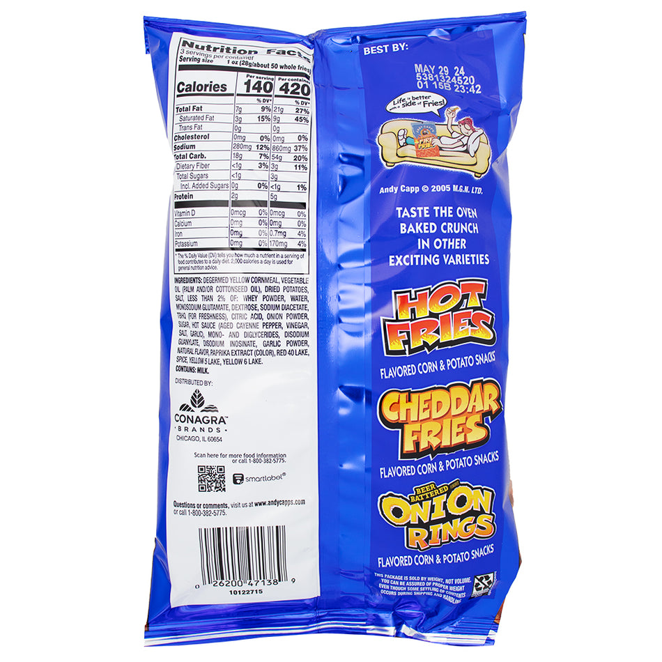 Andy Capp's Fire Fries 3oz - 12 Pack Nutrition Facts Ingredients