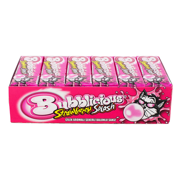 3 x Bubblicious Strawberry Splash Chewing Gum Bubble Gum 3 Rolls x 38 g  (1.34oz)