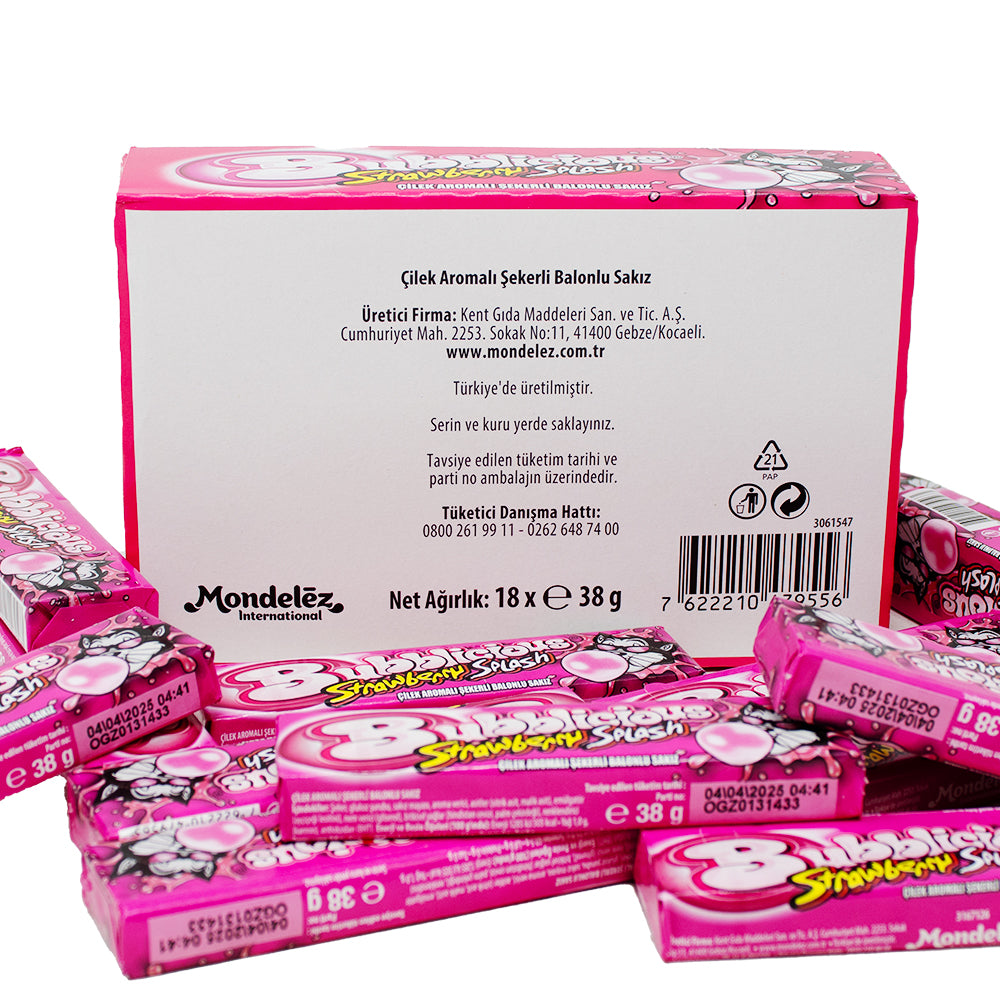 Bubblicious Gum Strawberry Splash - 18 Pack Nutrition Facts Ingredients - Bubblegum - Candy Store - Bubblicious - Bubblicious Gum