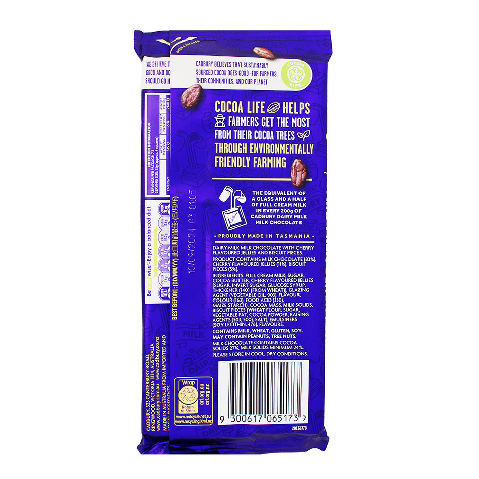 Cadbury Black Forest - 180g (Aus) - 15 Pack Nutrition Facts Ingredients