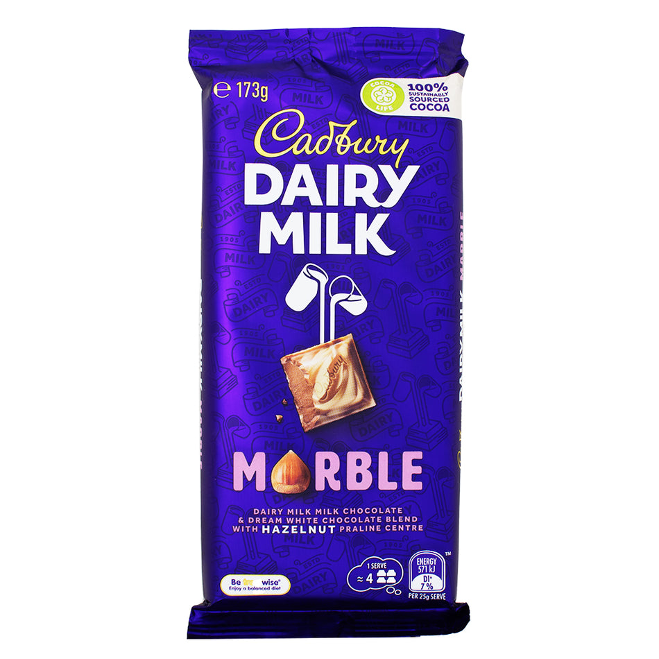 Cadbury Dairy Milk Marble (Aus) 173g - 15 Pack - Cadbury - White Chocolate - Milk Chocolate - Candy Store - Marble Chocolate